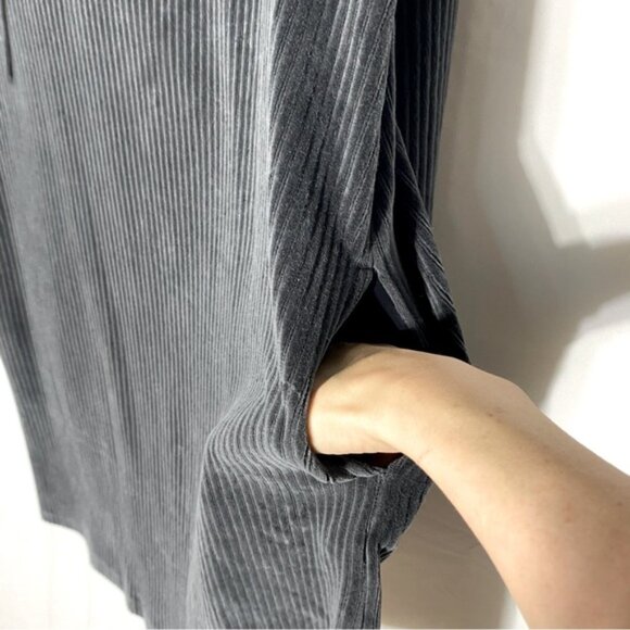 Joe Fresh Dark Grey Corduroy Cozy Oversized Hoodie Dress Tunic L - Picture 7 of 15